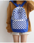 New Girl Cute Plaid Canvas Travel Backpack 👜