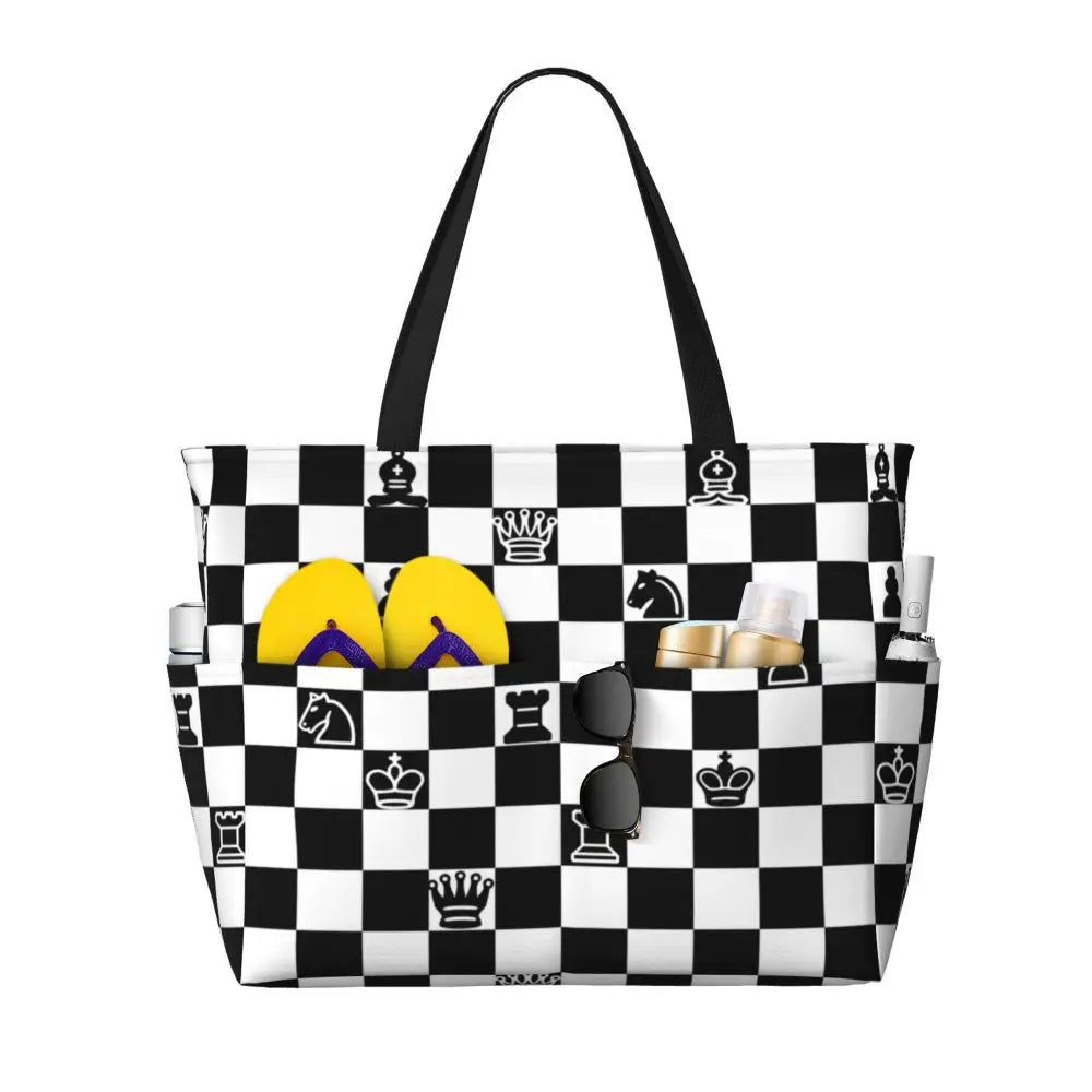 Custom Black and White Check Checkered 👜