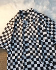 Checker Plaid Button-Up Shirt