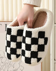 Warm Checkerboard Cotton Slippers