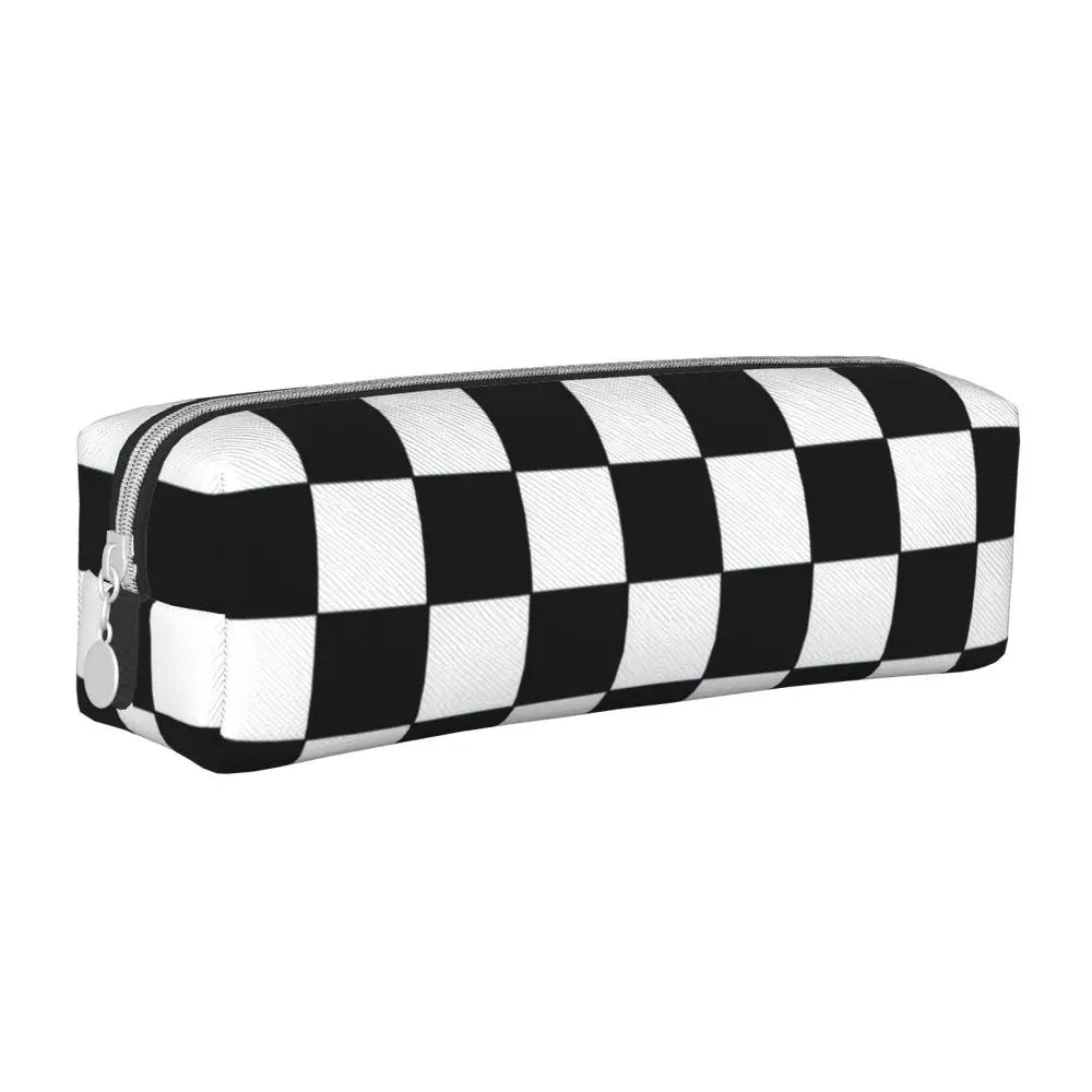 Black And White Checkerboard Pencil Case 🖊️