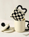 Vintage Checkerboard Lid Mug