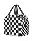 Black And White Checkered Insulated Lunch Bag for Women 🎒