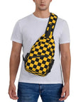 Black and Yellow Checkerboard Pattern Sling Bag for Men 👜