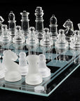 Transparent Frosted Glass Chess Set with Elegant Pieces