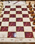 Luxury Red Marble Chess Set
